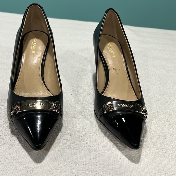 Coach heels pumps kitten heel black Bowery gold‎ hardware - Picture 4 of 16